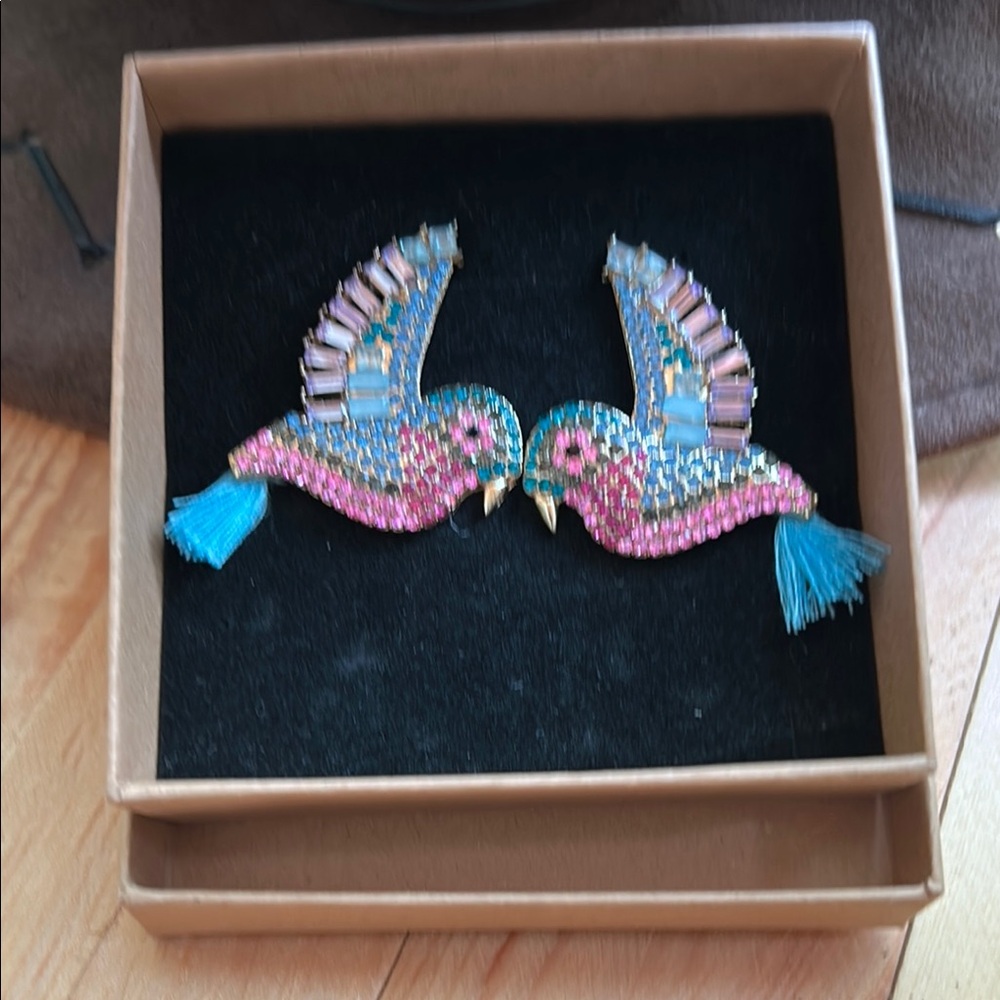 Bird earrings with tassels